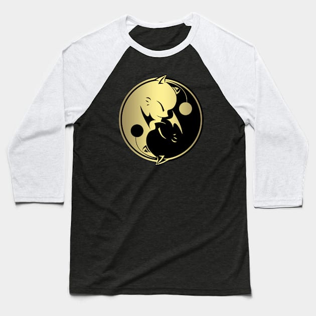 Moogle Gold Yin Yang Baseball T-Shirt by Rikudou